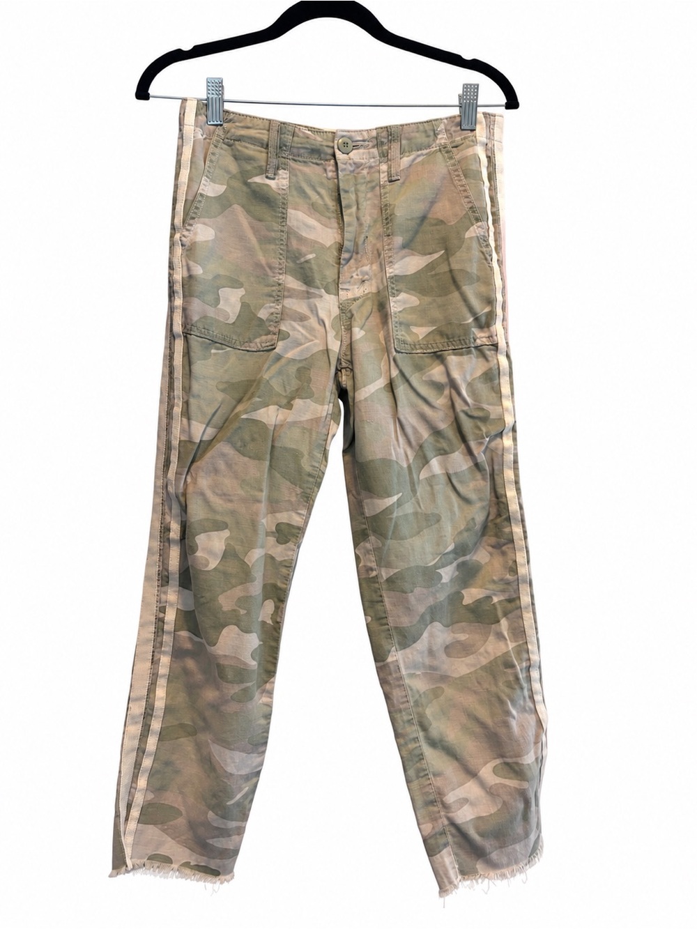 MOTHER Camo Cropped Pants in Olive and Tan